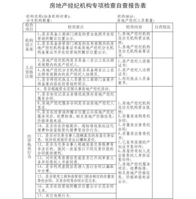 房地產經紀機構專項檢查自查報告表